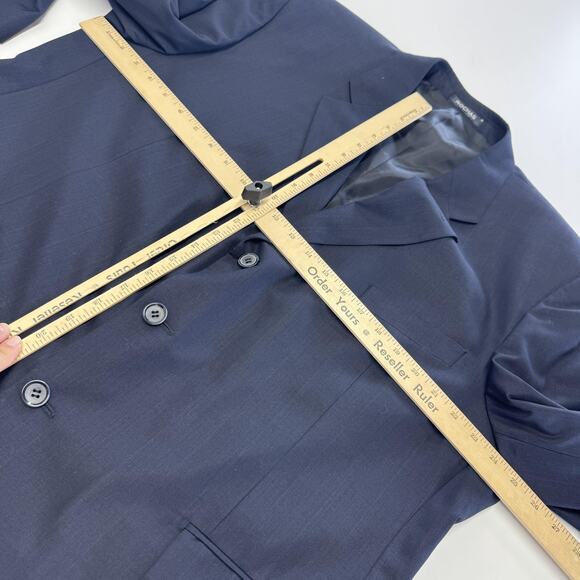 Rochas Blazer Mens 46R Navy Blue Wool Silk Blend Designer Classic Suit Jacket - Picture 8 of 9